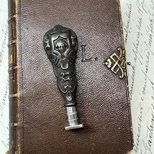 Antique Figural French Wax Seal- Ornate Metal Handle