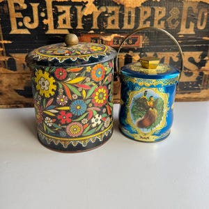 Vintage English Tins Containers from England, Metal Containers for Storage