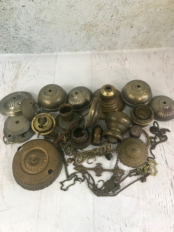 Vintage Brass Lamp Parts Architectural Salvage Hardware Image 0