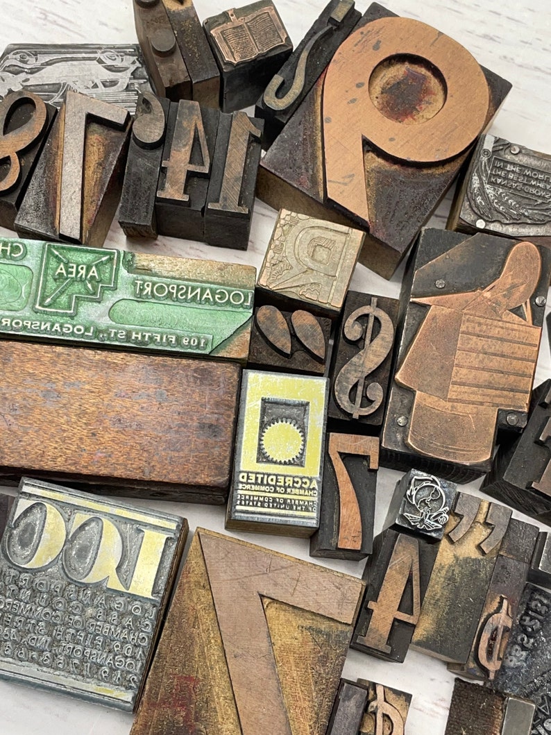 Vintage Printer Blocks 48 Wooden Number Block Steampunk Etsy