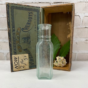 Antique Bottle- Green Tinted Glass Farmhouse Bottle Collectible
