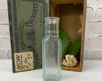 Antique Bottle- Green Tinted Glass Farmhouse Bottle Collectible