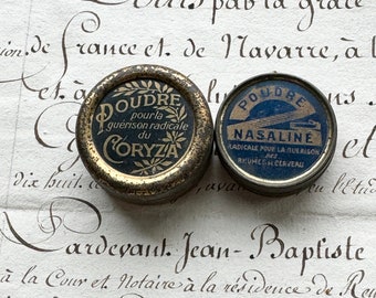 Vintage French Tin Boxes- Round Shaped  Small Containers