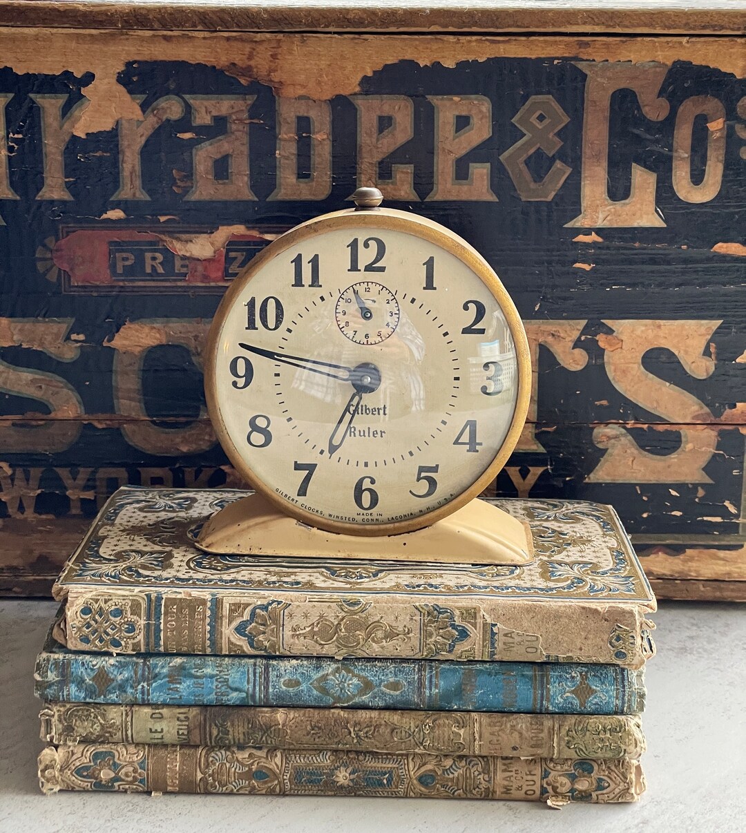 Vintage Clock Gilbert Ruler Winding Alarm Clock Industrial - Etsy