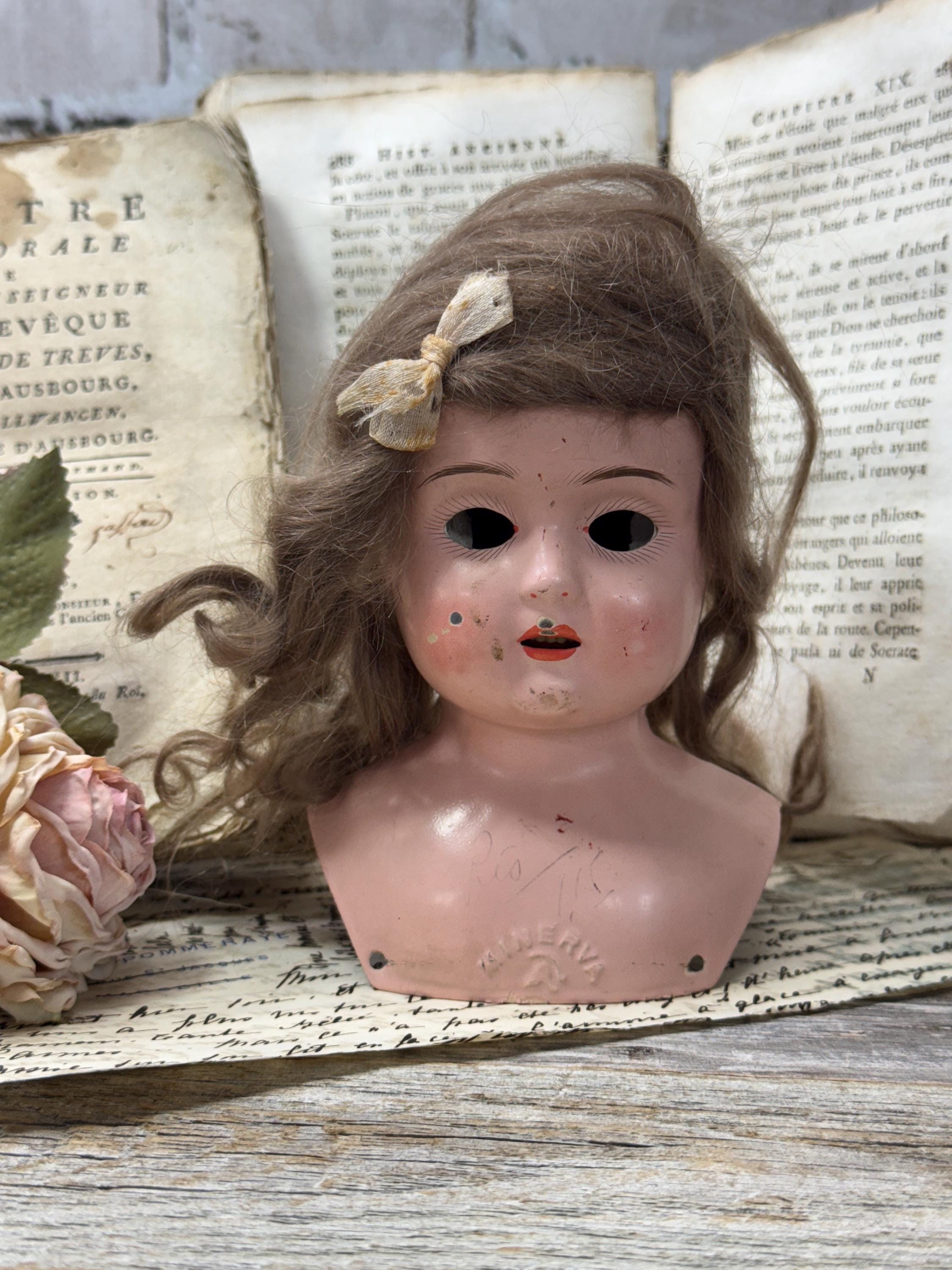 Antique Minerva Germany Doll Head With Hair- Creepy Doll - Etsy