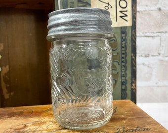 Vintage Jar with Ball Lid- Jumbo Peanut Butter with Elephant- Rustic Kitchen Decor- Circus