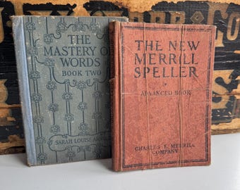 Vintage Spelling Books, Early Education, Paper Ephemera, Scrapbooking, Journaling, Altered Art Supply