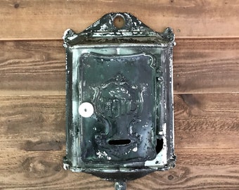 Vintage Black Metal MAILBOX- House Postal Delivery- Victorian Letter Box- Mail Box Vintage Rustic Decor- Cast Iron Antique Mailbox