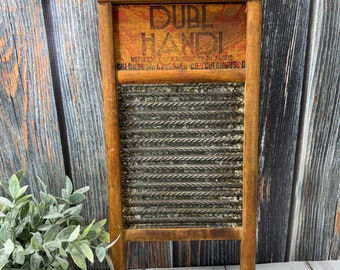 Vintage Washboard- Dubl Handi- Columbus Washboard Co. Small Size Primitive Wash Board Laundry Farmhouse Decor- 2 Sided