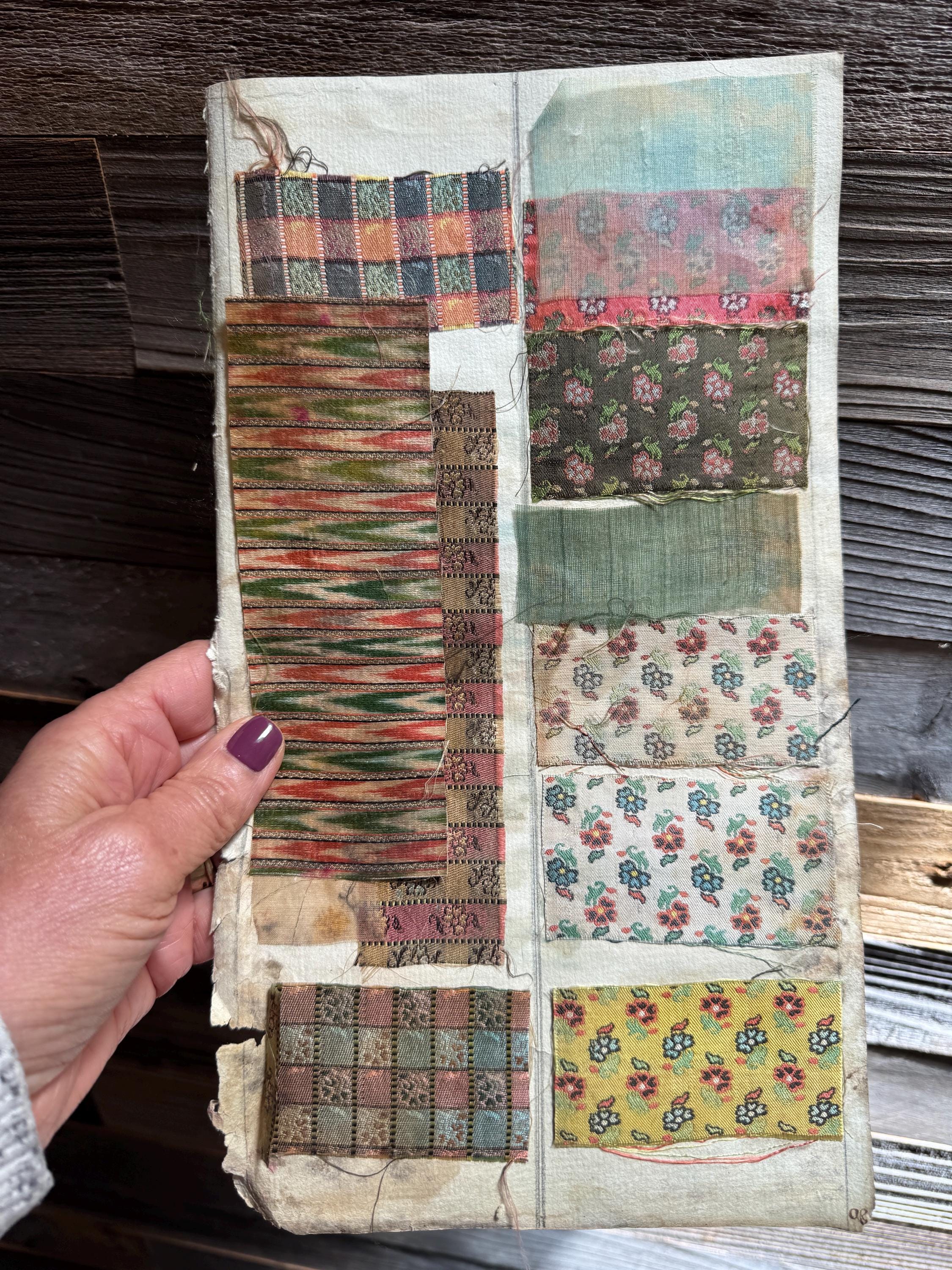 洋書 FRENCH TEXTILES Antique French Textile Swatch Book Page