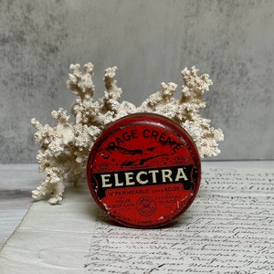 Antique French Electra Shoe Polish Tin, Vintage Box, Red & Black Advertising Tin