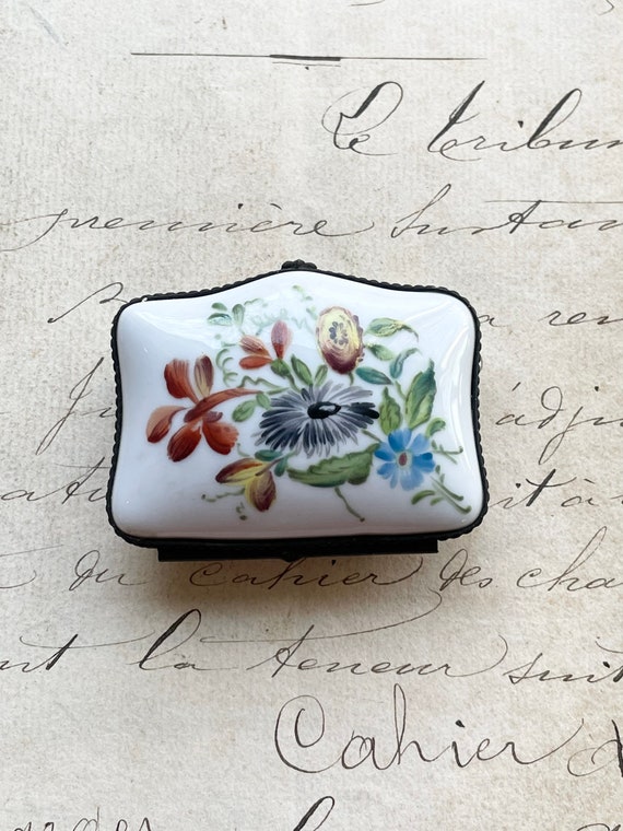 Antique Snuff Box- French Porcelain Hand Painted- 