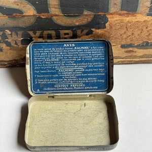 Vintage French Tin Box- Pharmacy Medicine Box- Blue and White