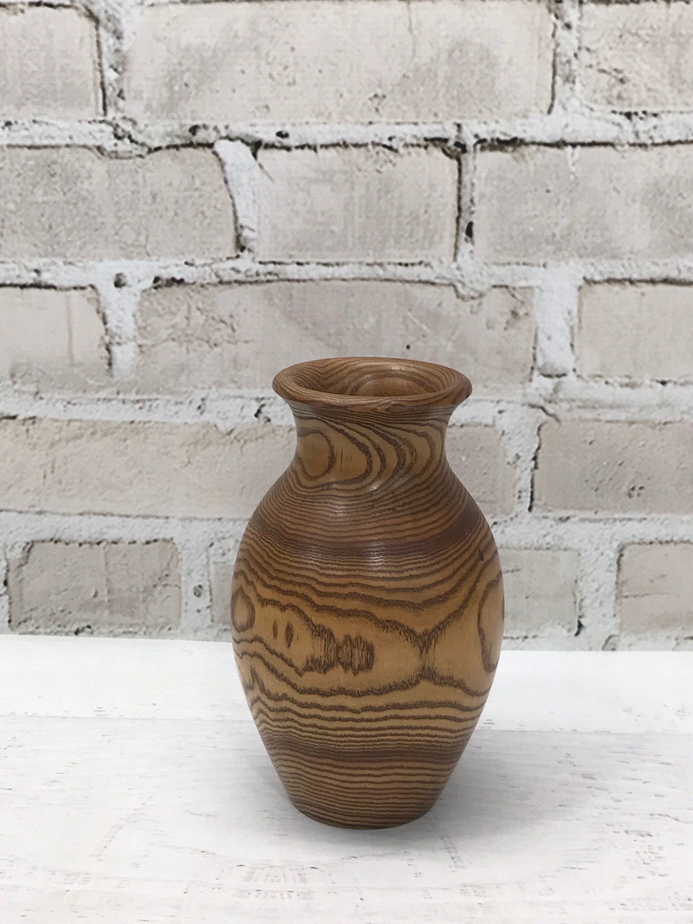 Hand Turned Wooden Vase Natural Grain Woodland Decor Cabin Etsy