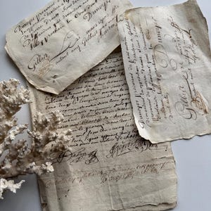 Documentos manuscritos franceses antiguos del siglo XVIII