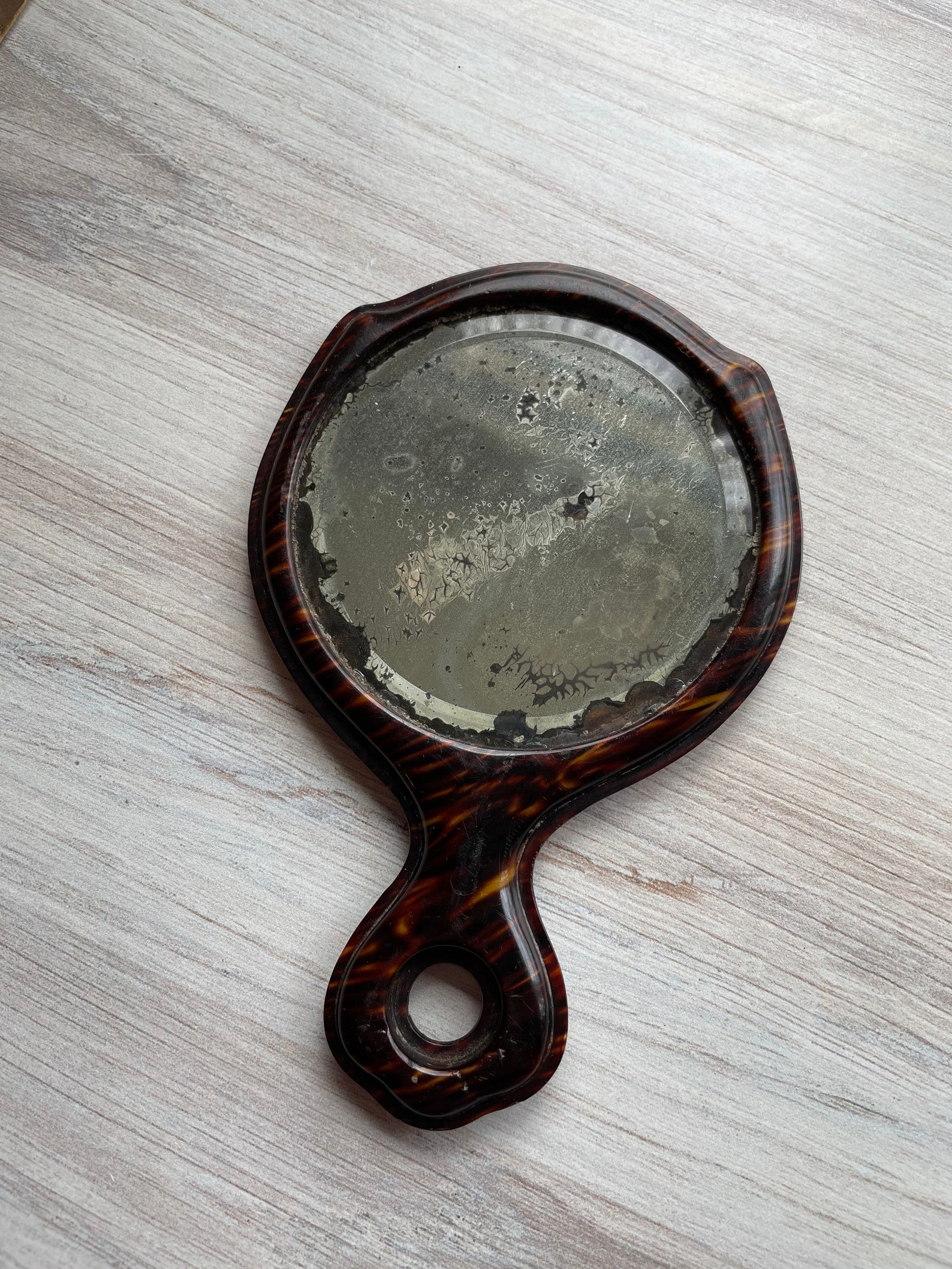 Vintage Hand Mirrors Celluloid Ivory Color and Wood Grain Etsy