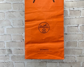 Vintage Hermés Bag from France 11" x 16" Paris Genuine Designer Orange French Gift Bag- Fashion Decor