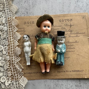 Vintage Dolls- Collectible Assortment of Miniature Dolls Small Doll Lot, Frozen Charlotte, Celluloid, Bisque