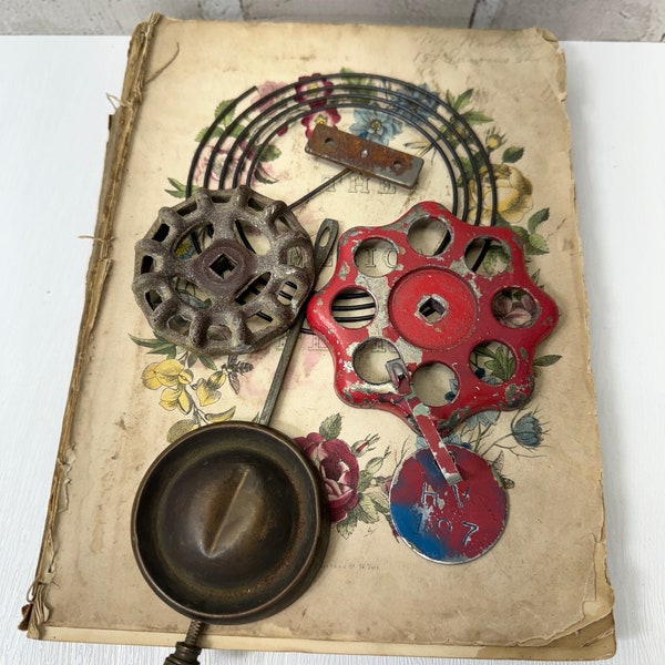 Vintage Metal Hardware- Salvaged Knobs- Clock Parts Altered Art Supply- Repurposed
