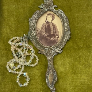 Antique French Louis XV Style Hand Mirror Frame, Handheld Vanity Mirror