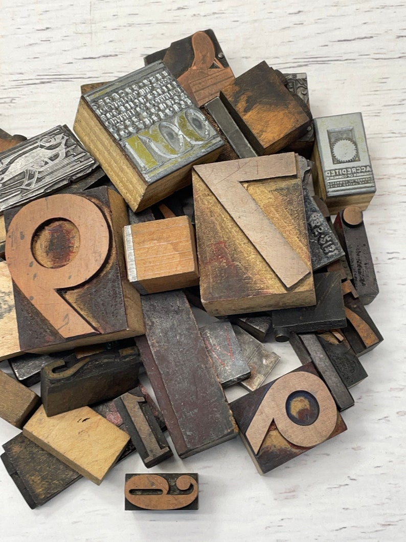 Vintage Printer Blocks 48 Wooden Number Block Steampunk Etsy
