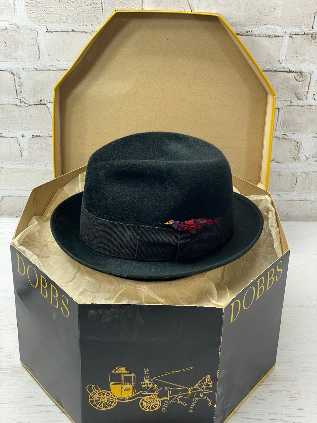 Vintage Men's Fedora Hat- Dobbs Fifth Avenue Original Box Vintage Men's Fedora Hat- Dobbs Fifth Avenue Original Box