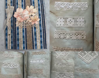 Vintage French Lace Sample Album– Textile Reference Collection, Handmade Swatch Book