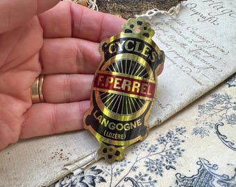 Vintage French Bicycle Head Badge (1) F. Perrel, Langogne Lozèretage- Cycling Ephemera