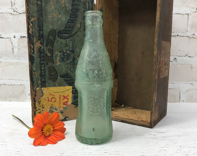 Vintage Soda Water Bottle Aqua Bottle GPS Heavy Glass Unusual Shape