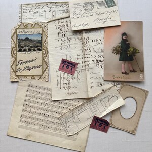 Pacote de itens antigos de papel colecionáveis, anos 1800, escrita francesa - diário