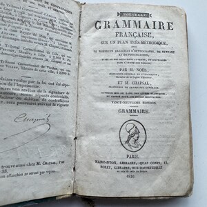 French Grammar 1836  Book, Collectible Educational Book, Grammaire Française