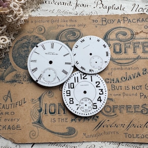 Vintage Porcelain Pocket Watch Faces, Black & White, Steampunk and Altered Art, Numbers Watch Dials