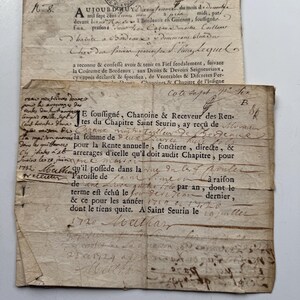 Antieke 18e-eeuwse Franse feodale documenten, pre-Franse revolutie, bordeaux satijn-Seurin hoofdstuk, handgeschreven en gedrukte juridische documenten