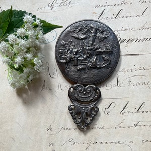 Vintage Hand Mirror- Silver Plated Handheld Mirror Purse Mirror- Hans Jensen Style- Small Beveled Mirror
