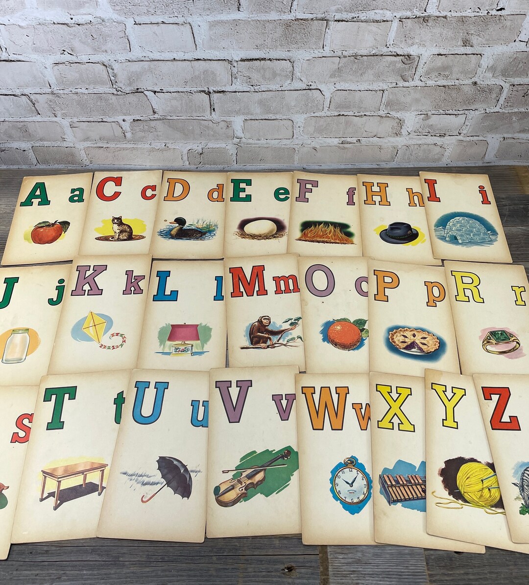 Vintage Alphabet Flash Cards 1950's Milton Bradley Paper Ephemera