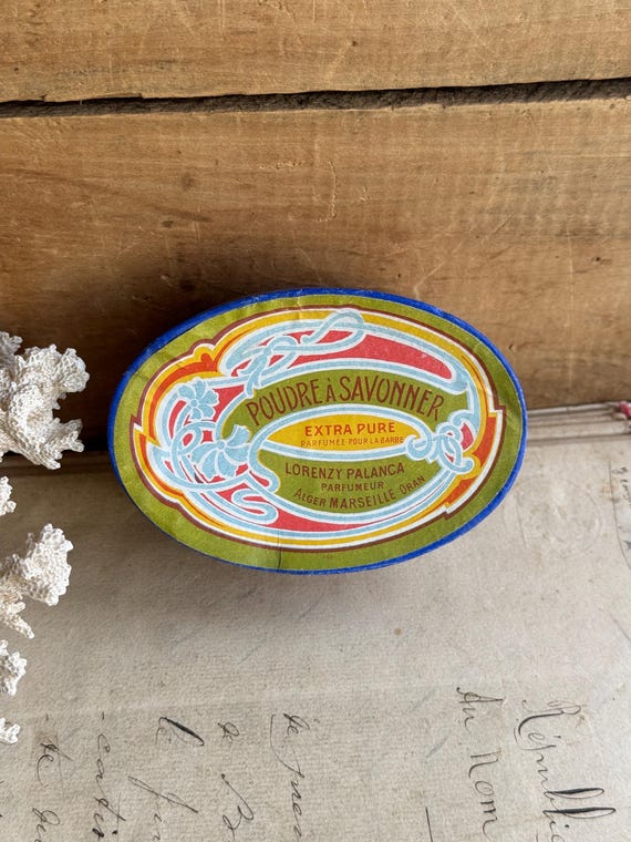 Antique French Soap Powder Box- Art Deco Display Container