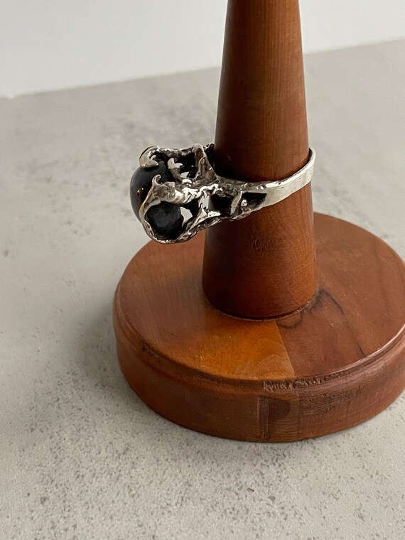 Large Statement Ring with Stone- Size 9 Gray Stone