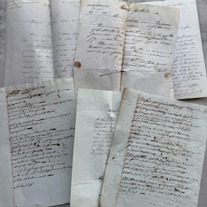Antiche carte manoscritte, calligrafia del 1800, sigilli, effimeri per artigianato, scrapbooking