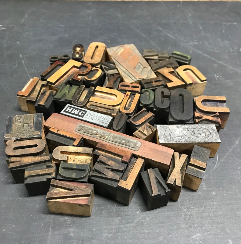Vintage Printer Blocks 50 Wooden Number Block Metal Company Etsy