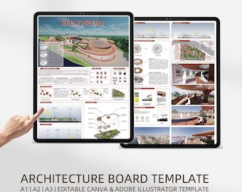 Architecture Board Template | Urban Design, Public Space, Competition Layout | A0 A1 A2 | Canva & Adobe Illustrator