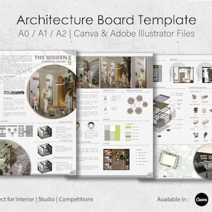 Architecture Board Template – Interior Design/Competition Layout – A0 A1 A2 – Canva & Adobe Illustrator Files