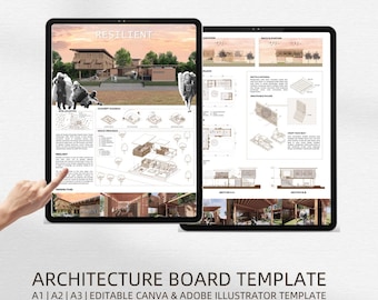 Architecture Board Template | Warm Earth Tone | Academic, Competition, Studio Submission | A1 A2 A3 | Canva & Adobe Illustrator Files