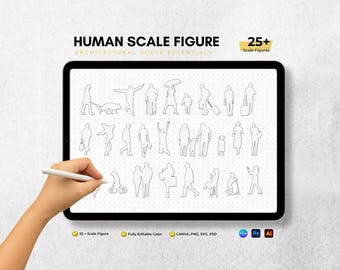 Architectural Human Scale Figures – 25+ People Silhouettes PNG SVG PSD | Architecture Presentation Scale Pack | Editable Canva Template