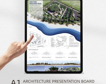 Architecture Board Template | Coastal Projects /Competition Layout | A0 A1 A2 | Canva & Adobe Illustrator Files