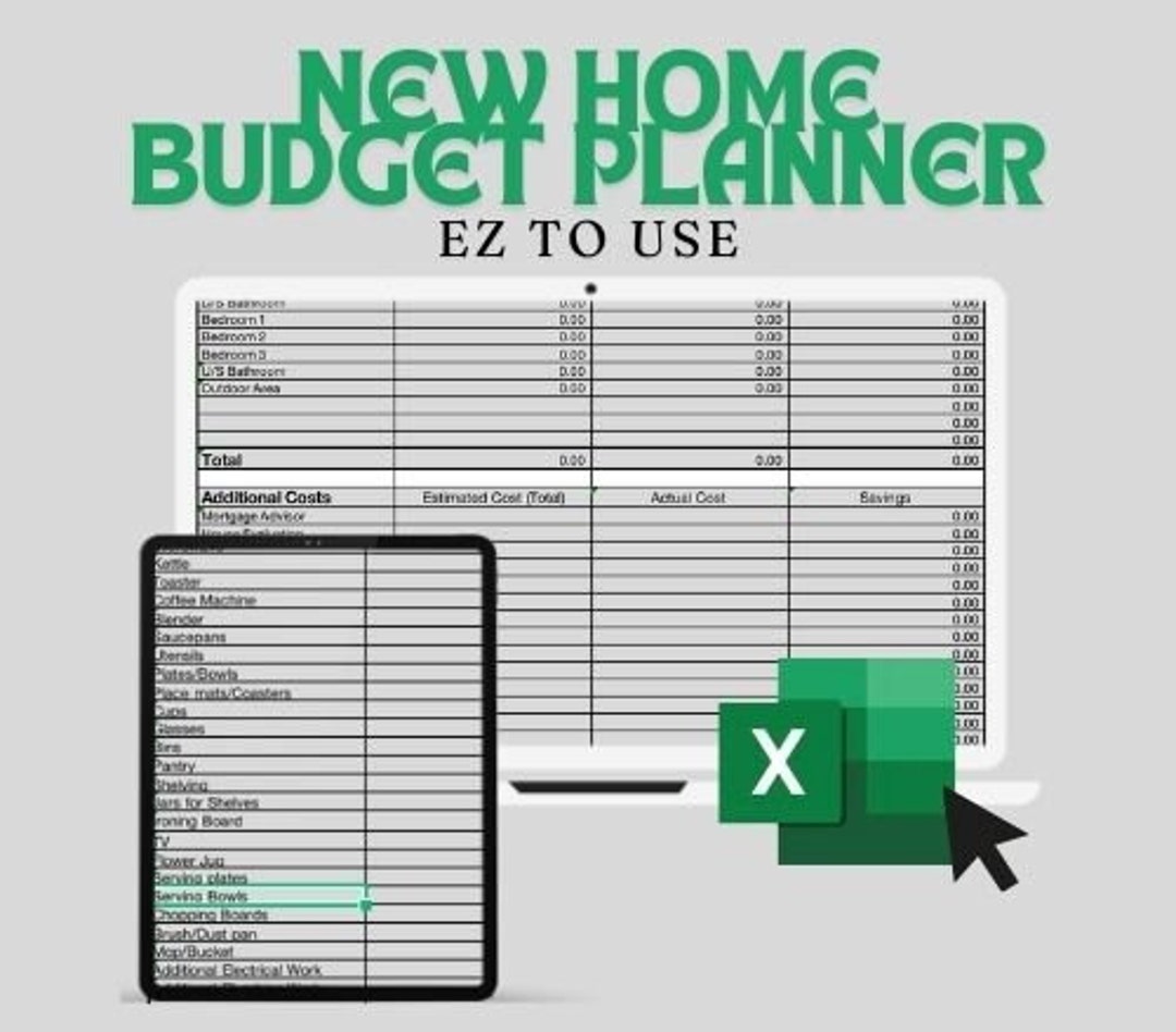 Easy to Use EXCEL Template Budget Planner for New Home Template - Etsy