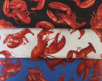 100/% COTTON NORTHCOTT SEAFOOD SHACK FISH CRABS LOBSTER FABRIC PANEL NEW