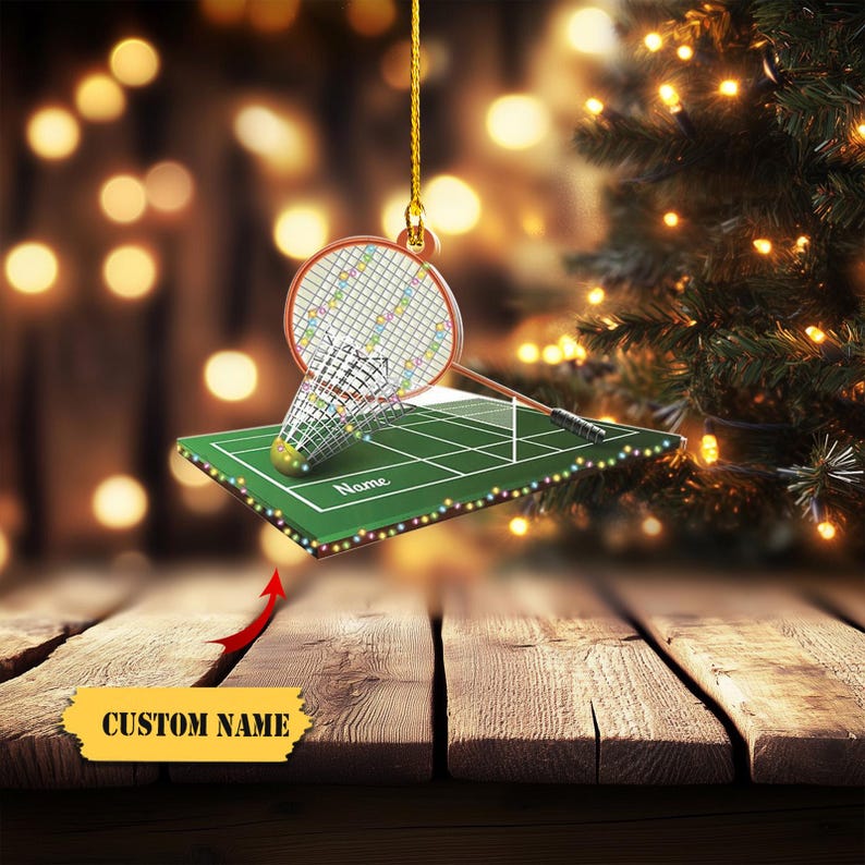 Personalized Badminton Court Christmas Light Ornament 2D, Badminton Car