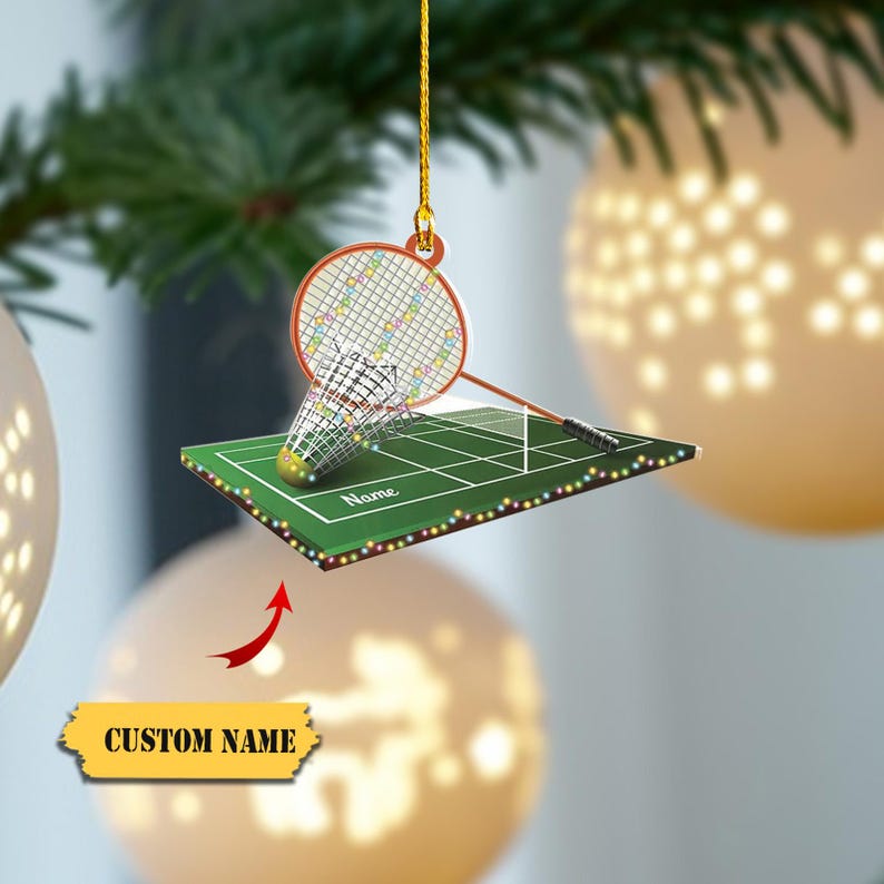 Personalized Badminton Court Christmas Light Ornament 2D, Badminton Car