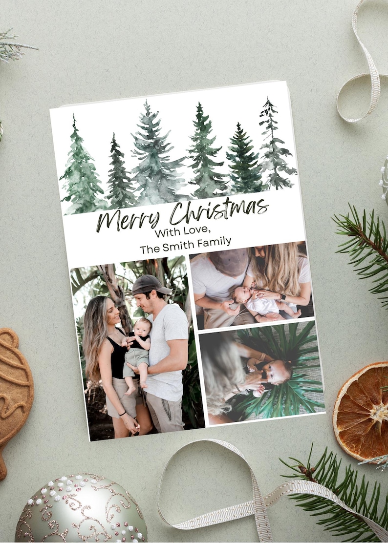 Editable Christmas Card Template - DIY Holiday Photo Card in Canva ...