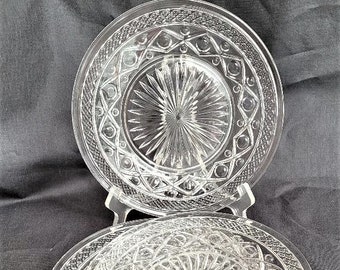 Set of 4 Imperial Cape Cod 8 1/8" Salad Plates or small luncheon plates, #160 clear, 4.5" center, excellent vintage condition, appear unused